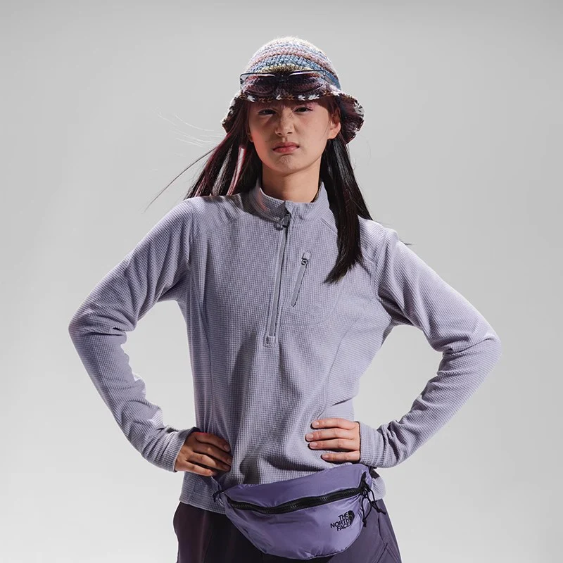 Blue Checkered Fleece Half-Zip Sweater - Image 2