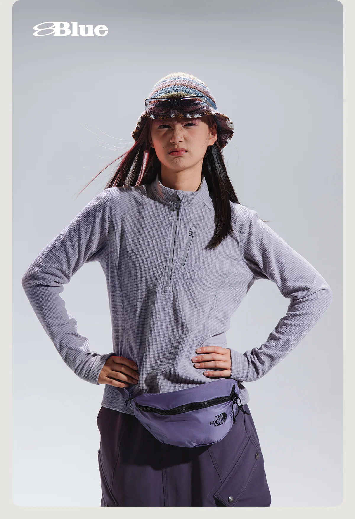 Blue Checkered Fleece Half-Zip Sweater - Image 9