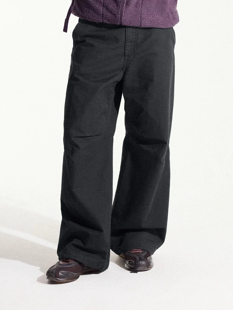 Blue Cotton Wide Leg Curved Knife Men's Pants - Image 10