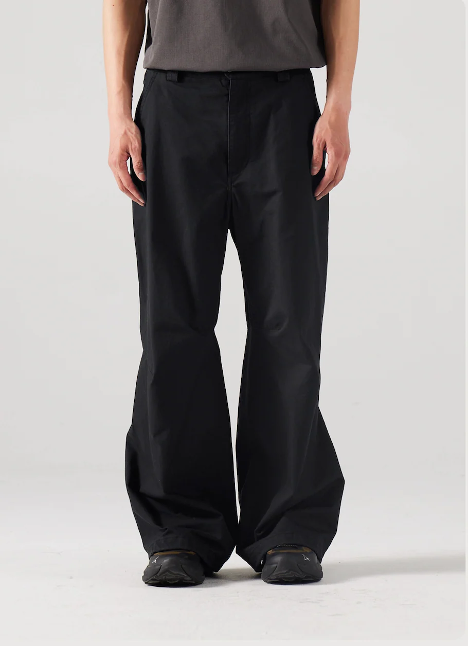 Blue Cotton Wide Leg Curved Knife Men's Pants - Image 11