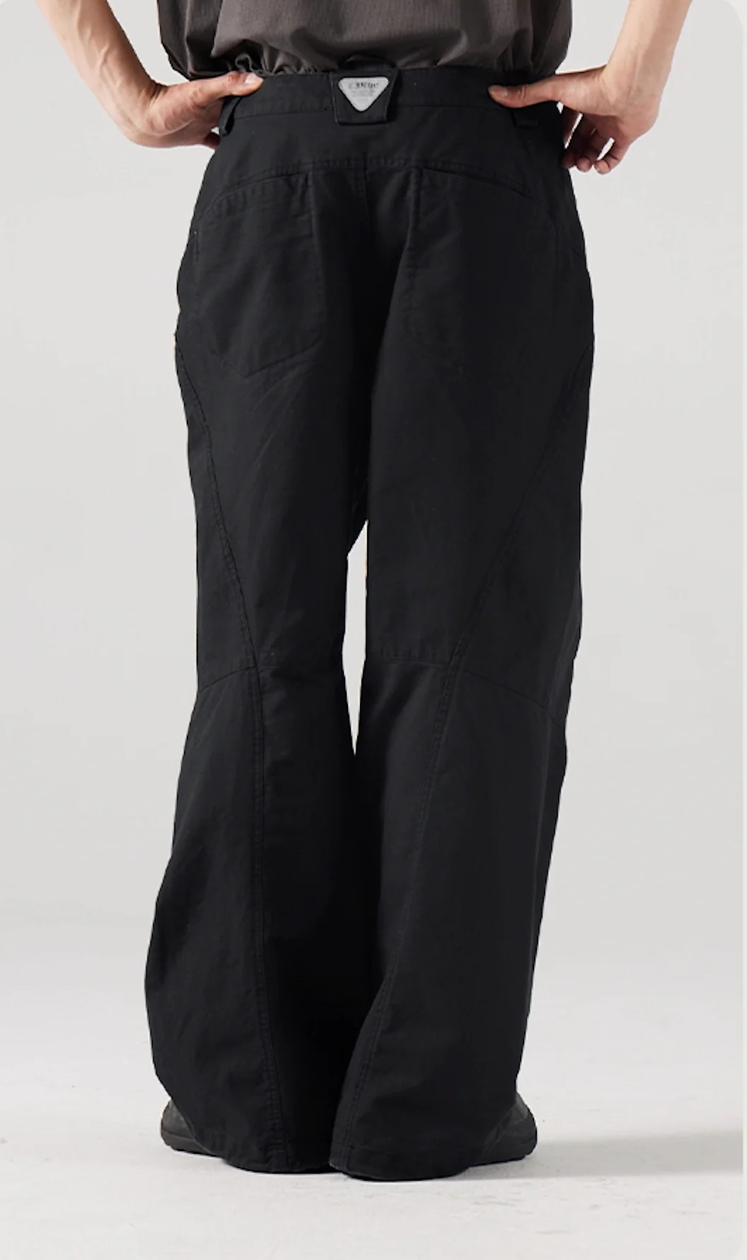 Blue Cotton Wide Leg Curved Knife Men's Pants - Image 13