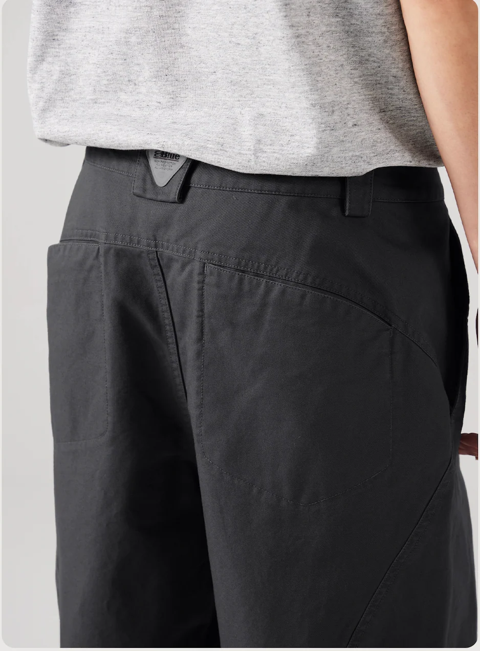 Blue Cotton Wide Leg Curved Knife Men's Pants - Image 7