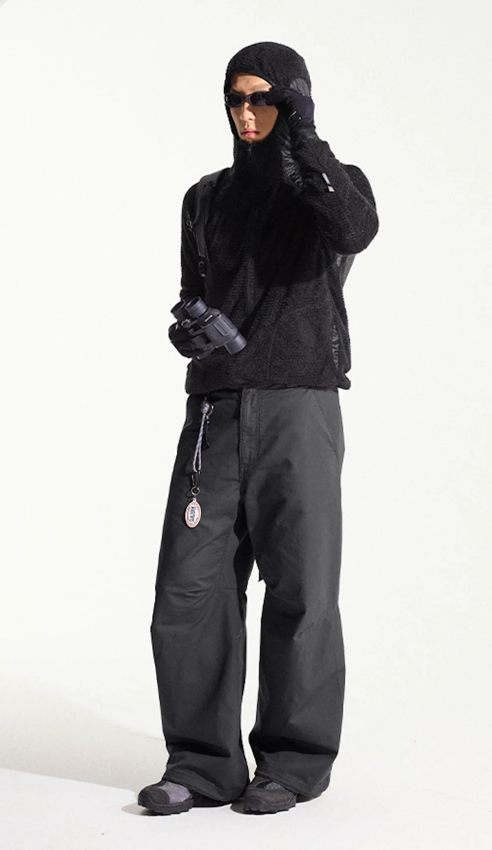 Blue Cotton Wide Leg Curved Knife Men's Pants - Image 9