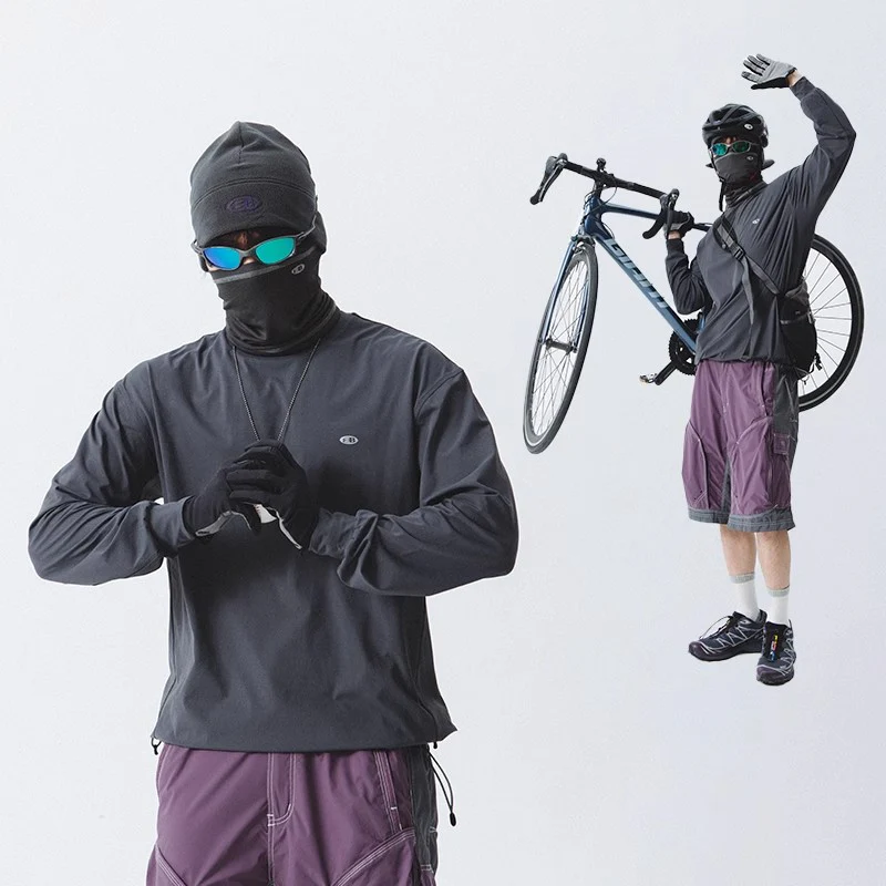 Blue Drawstring Training Unisex Long Sleeve T-shirt - Image 3