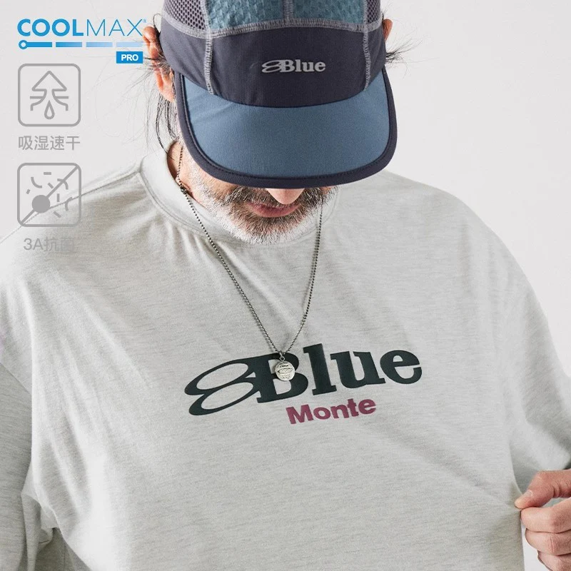 Blue Monte Logo Print Men's Short-Sleeved Round-Neck T-Shirt - Image 3