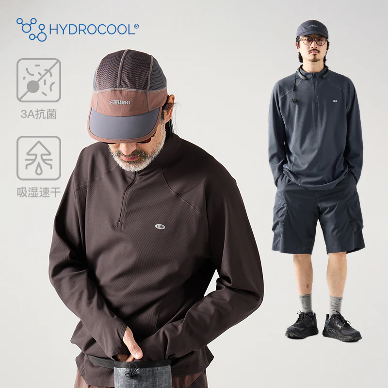 Blue Monte Stand-Up Collar Waffle Men's Training Long Sleeve T-Shirt - Image 3