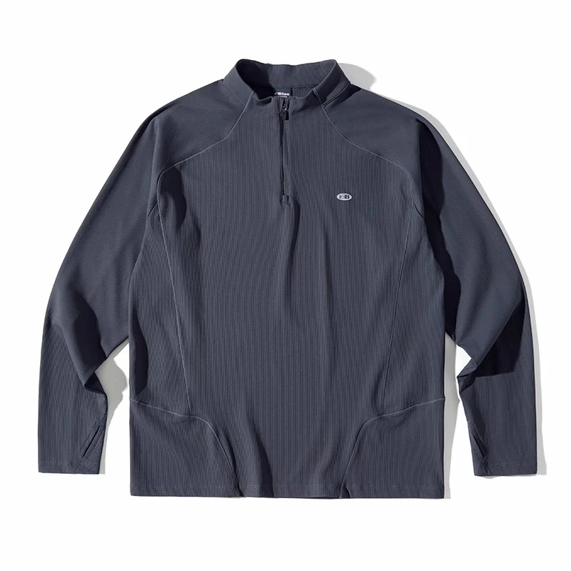 Blue Monte Stand-Up Collar Waffle Men's Training Long Sleeve T-Shirt - Image 8