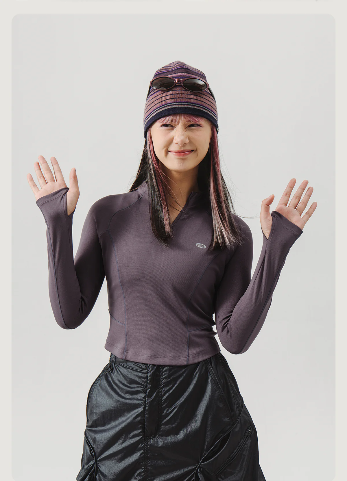 Blue Stand Collar Training Long Sleeve Ladies T-shirt - Image 6