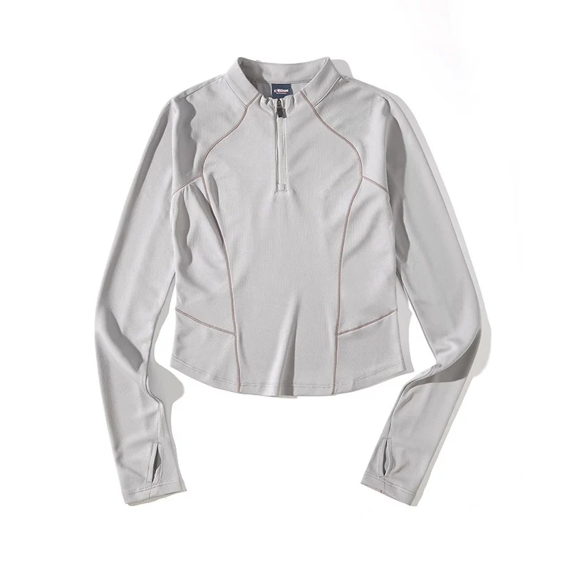 Blue Stand Collar Training Long Sleeve Ladies T-shirt - Image 7