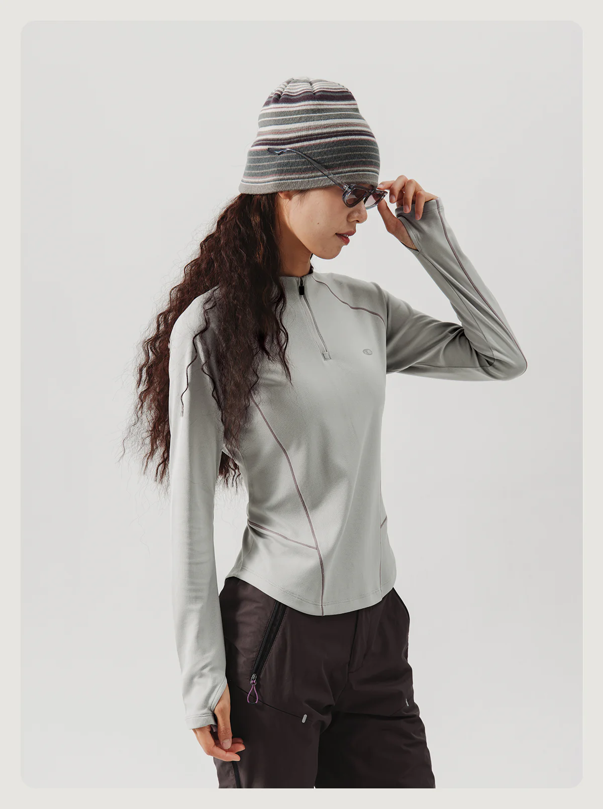 Blue Stand Collar Training Long Sleeve Ladies T-shirt - Image 9