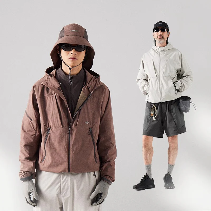 Blue Structured Soft-Shell Hooded Jacket