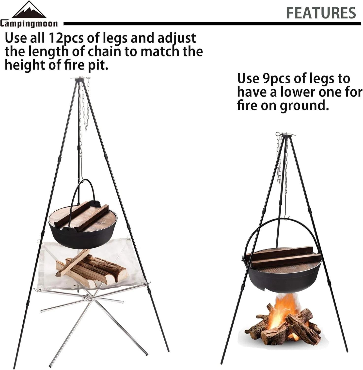Camping Moon 41.34-inch Height Light Weight Portable Camping Tripod 2026 - Image 5