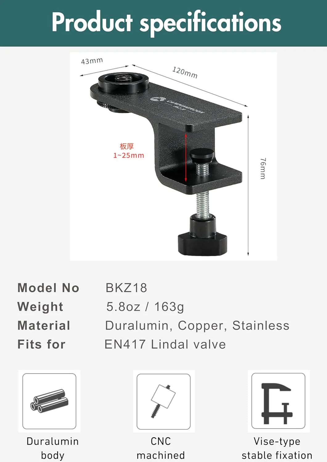 Camping Moon BKZ18 Table Clamp 2026 - Image 7