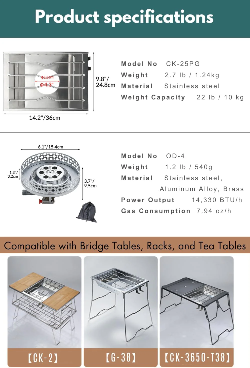 Camping Moon CK-25PG Canister Top Stove Plate Stainless Steel Frame IGT Table Top 2026 - Image 5