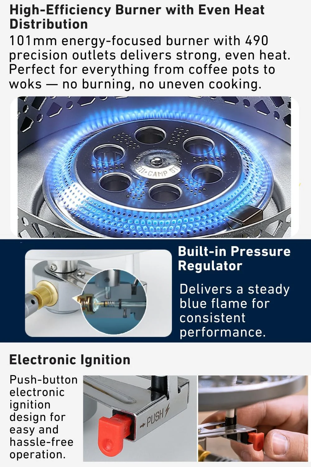Camping Moon CK-25PG Canister Top Stove Plate Stainless Steel Frame IGT Table Top 2026 - Image 7