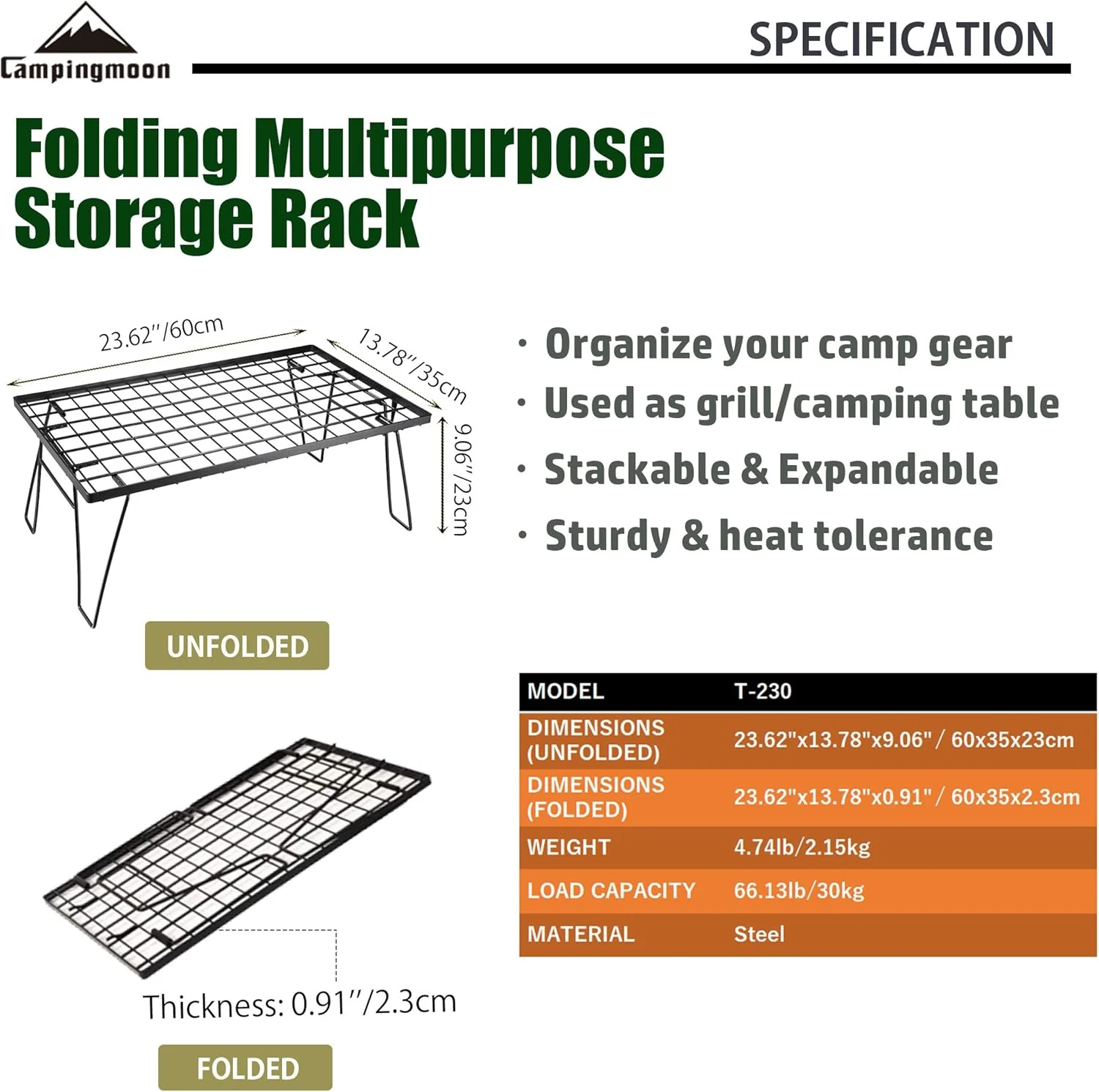 Camping Moon T-230-2T Foldable Multipurpose Stacking Storage Rack 2026 - Image 3