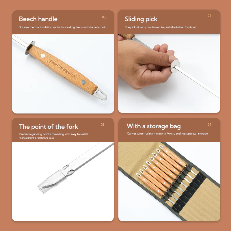 Camping Moon Flat Baking Pins – 8Pcs K-480 - Image 5