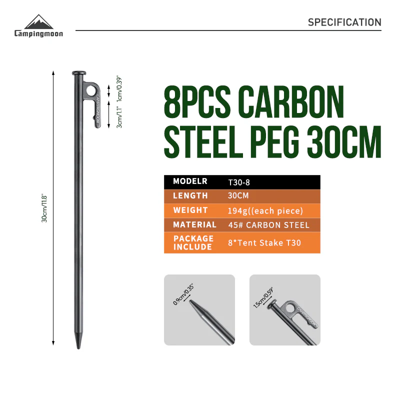 Campingmoon Steel Pegs 30cm – 8Pcs 2026 - Image 10