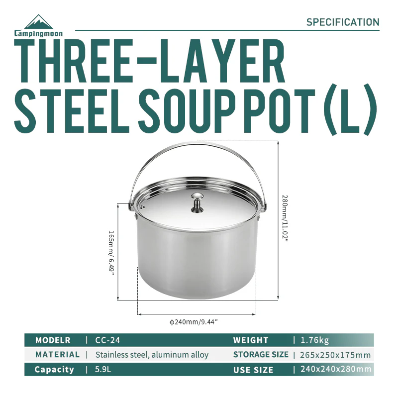 Camping Moon Stock Pot 5.9L CC-24 - Image 3