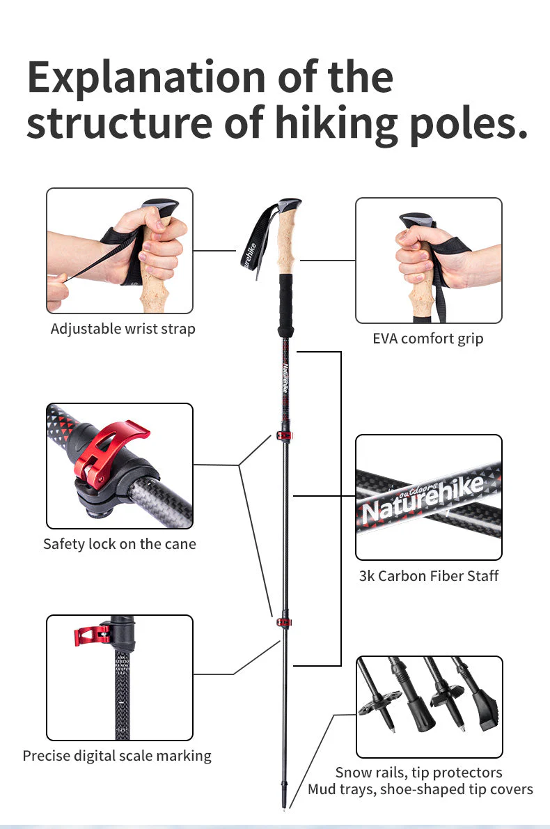 Naturehike Far Wind™ Three-section Telescopic Carbon Trekking Pole (2pcs) 2026 - Image 5