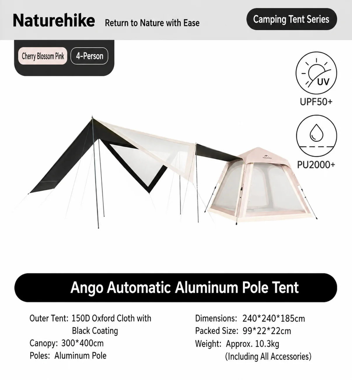 Naturehike Ango 4 Automatic Tent (With Canopy) 2026 - Image 5