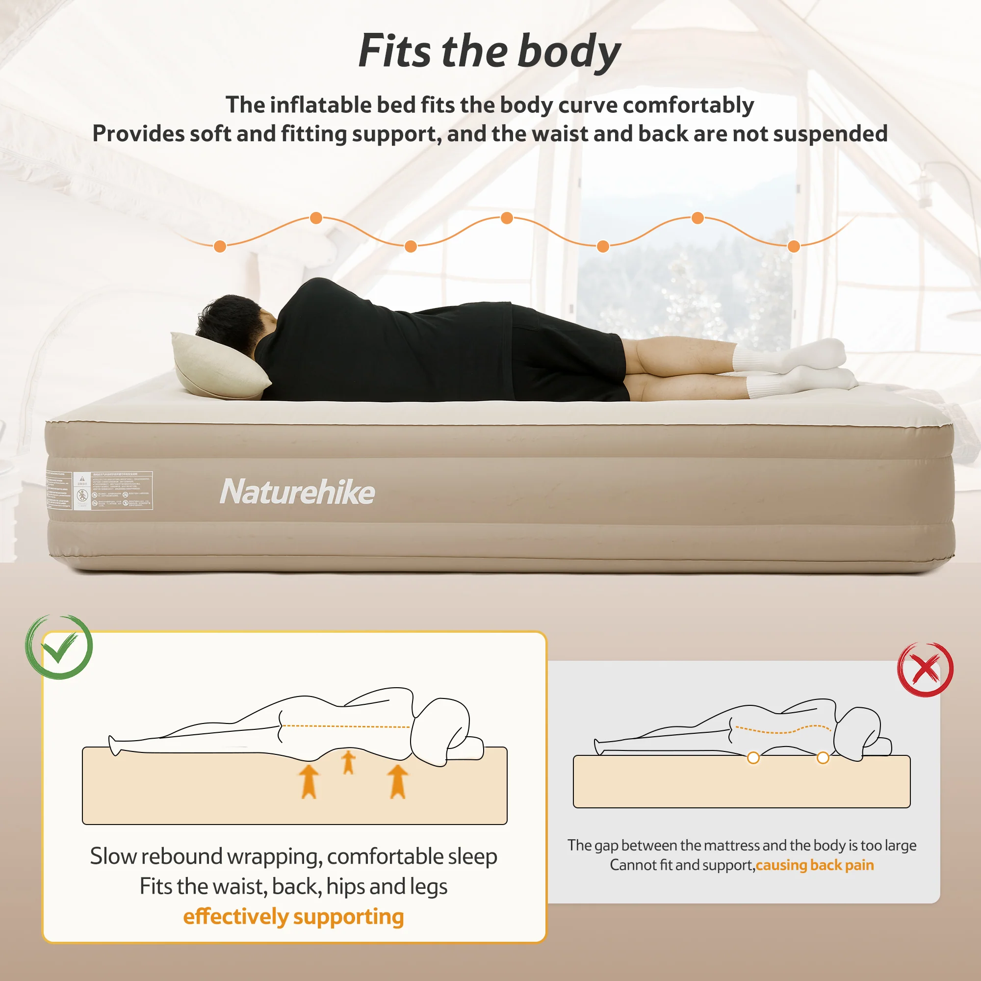Naturehike C36 Inflatable Mattress Built-In Pump Khaki - Image 7