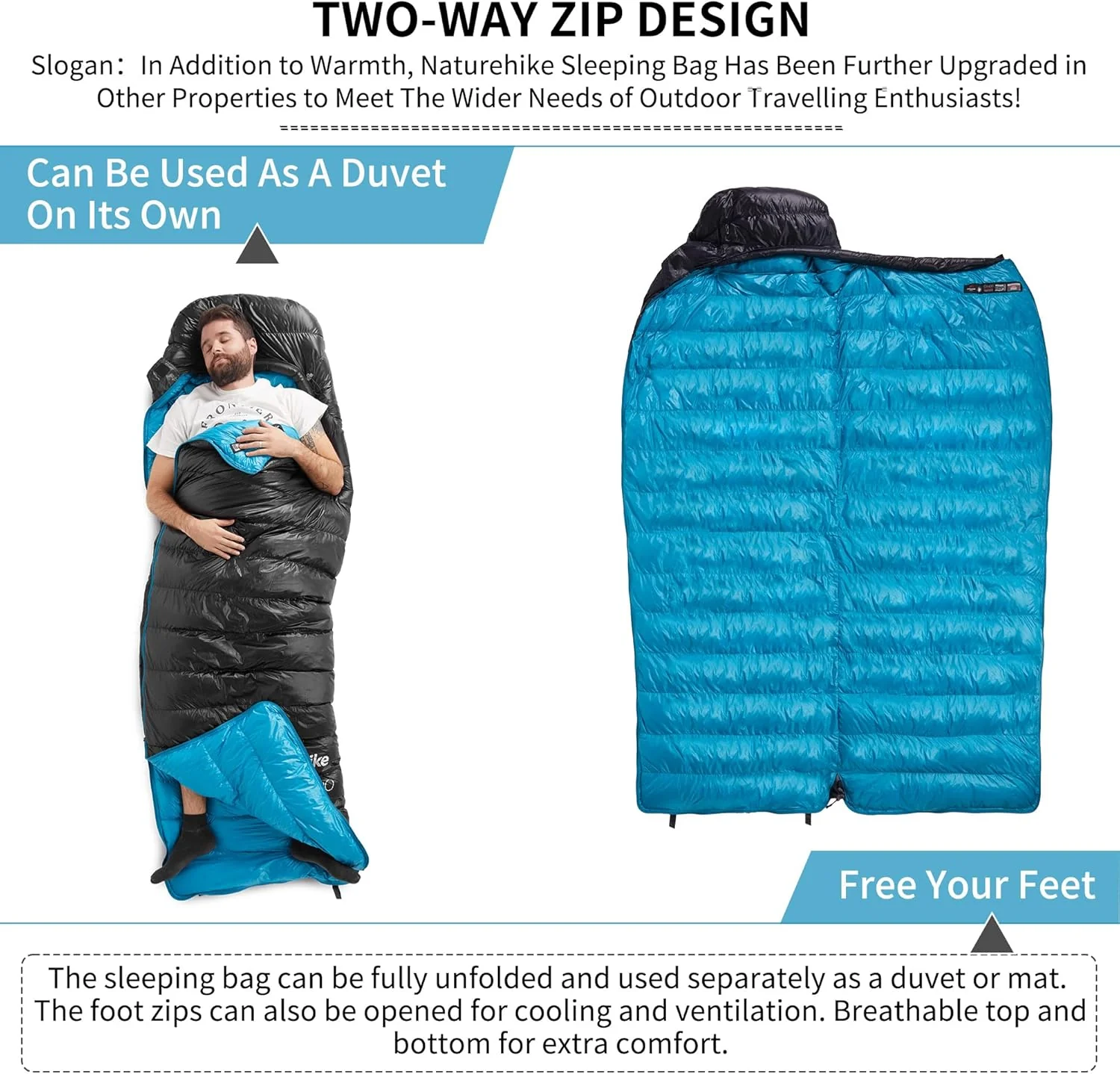 Naturehike Cicada Wing CW400 Square Down Sleeping Bag 2026 - Image 3