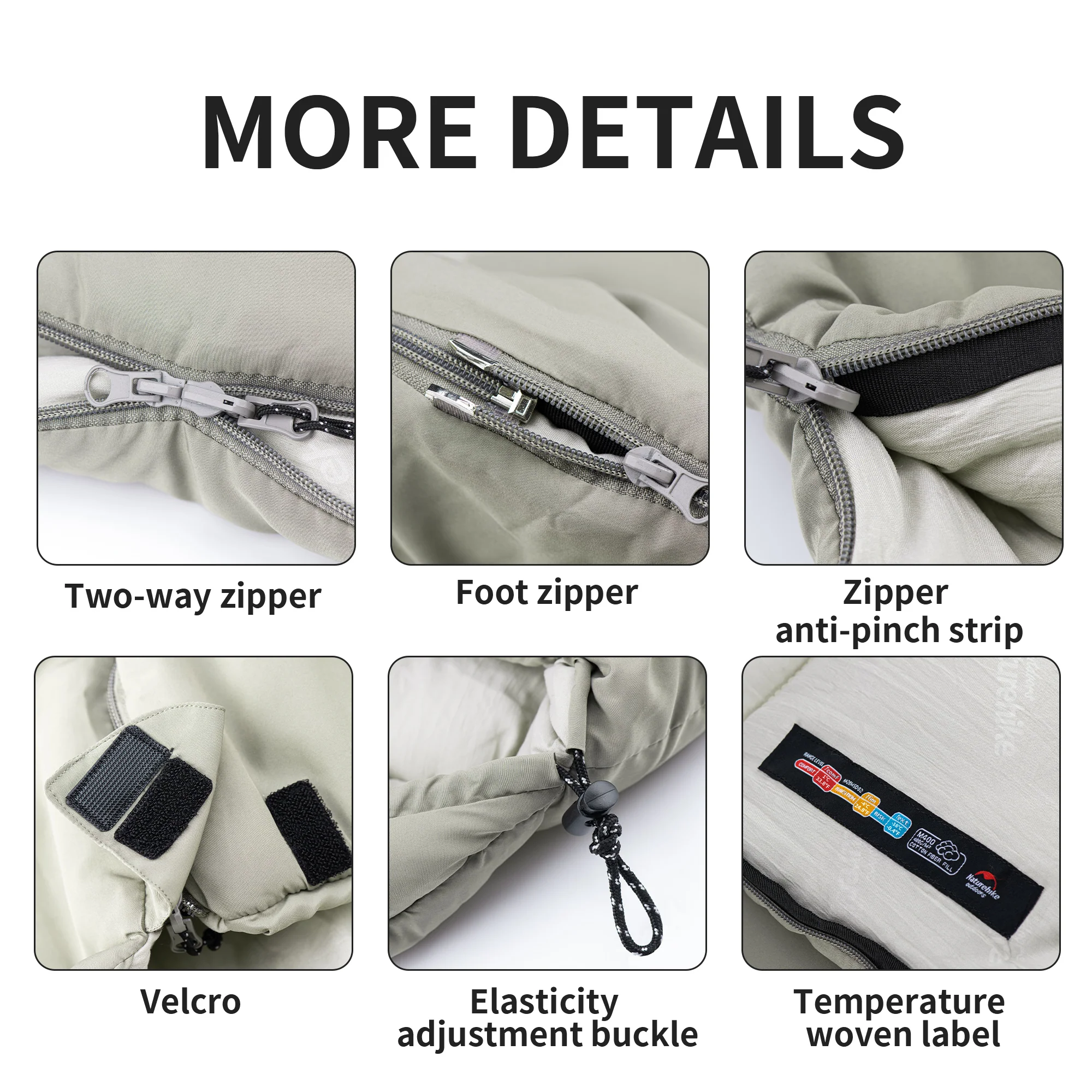 Naturehike M180 With Hood Green Envelop Washable Sleeping Bag - Image 5