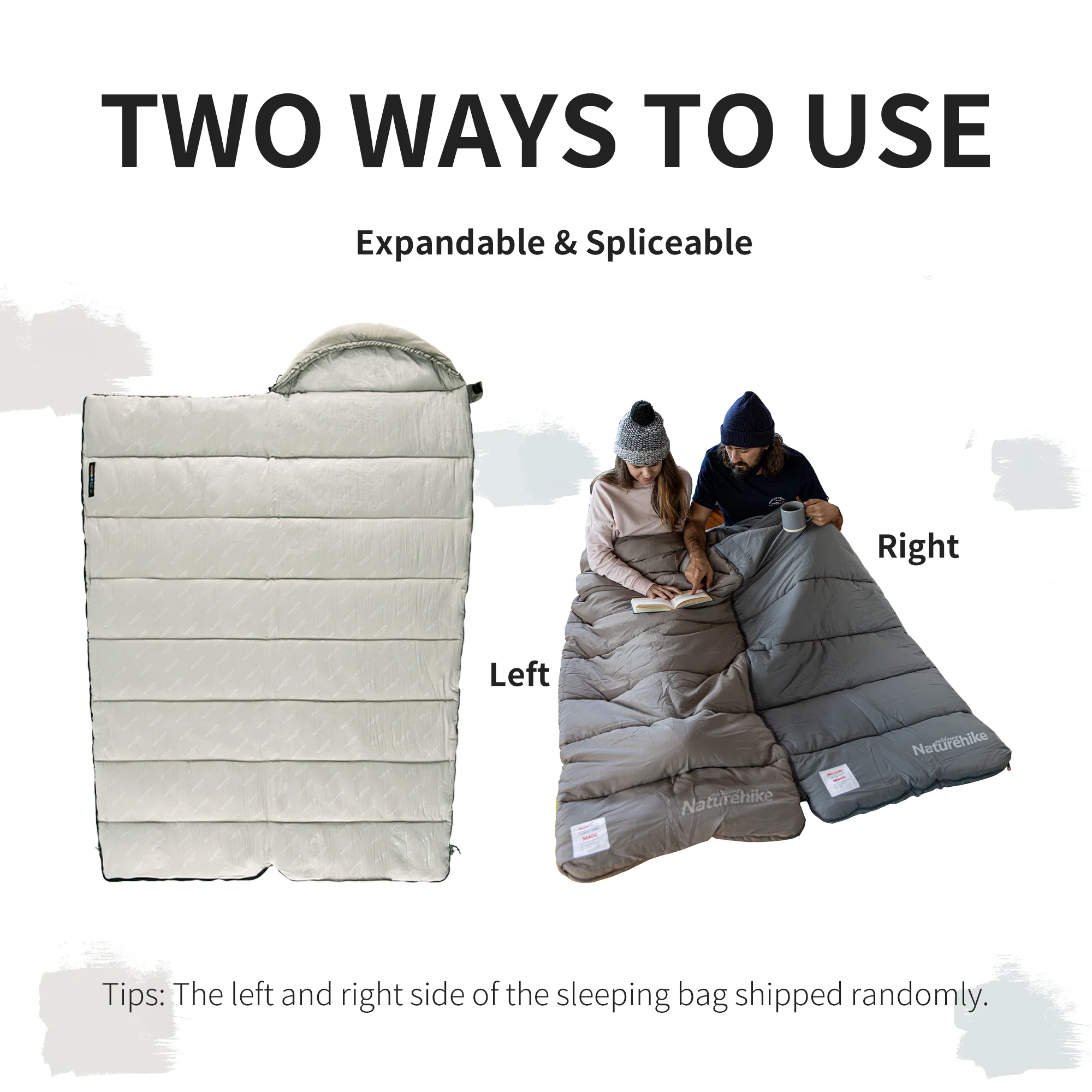 Naturehike Envelop Washable Sleeping Bag M180 With Hood Grey - Image 2