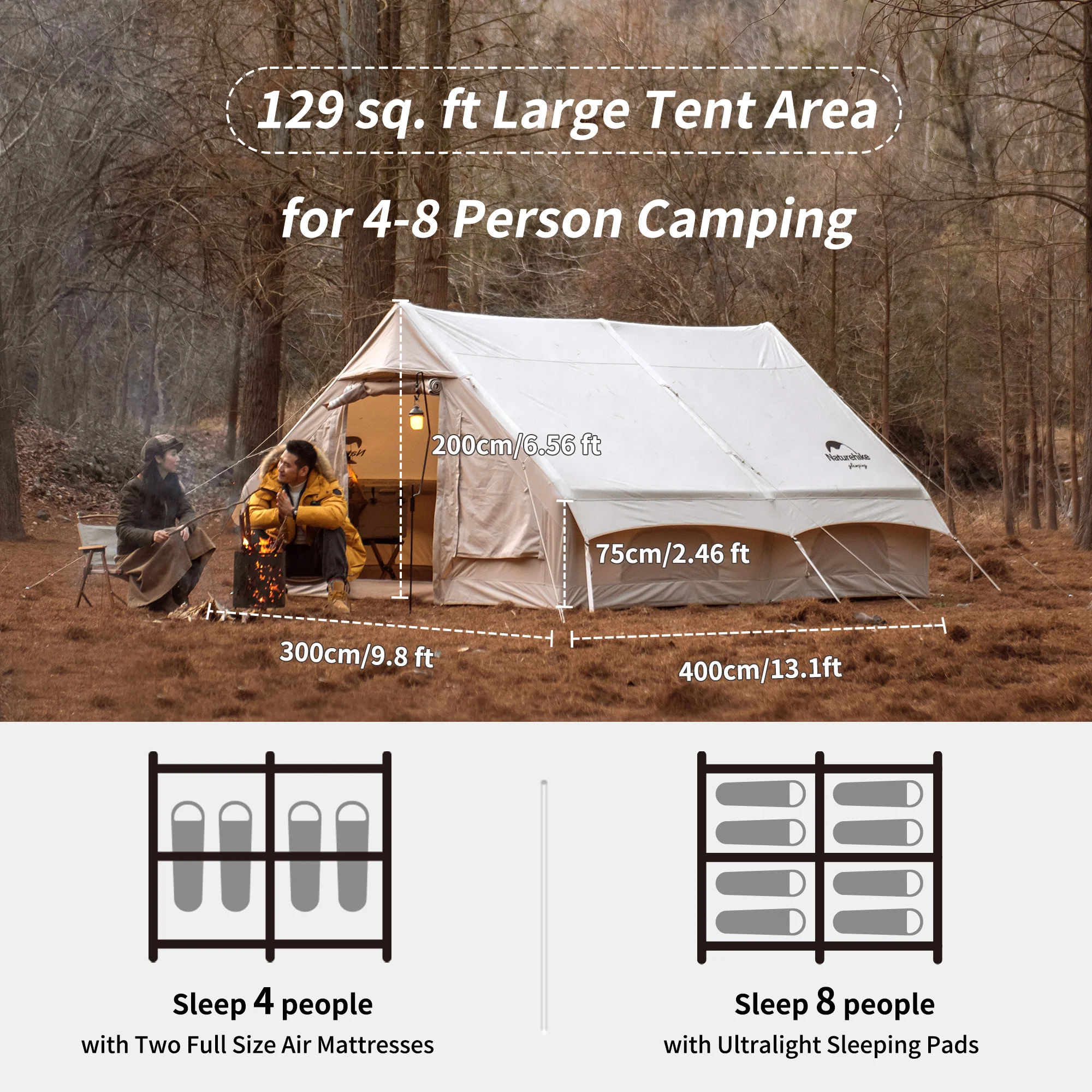 Naturehike Gen Air 12 Cotton Inflatable Tent Khaki 2026 - Image 4