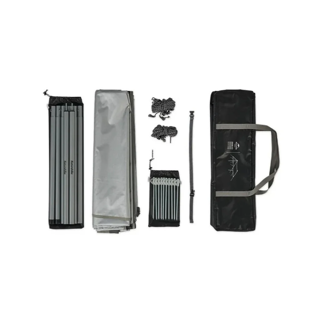 Naturehike Girder Shelter Tarp With 2 Poles Vinyl Coated Silver Version Black - Image 3