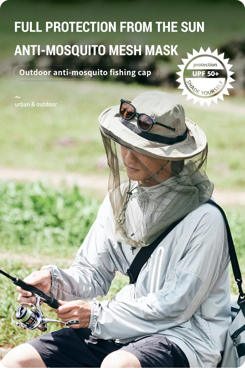 Naturehike Outdoor Anti-Mosquito Fisherman  Hat - Khaki - Image 3