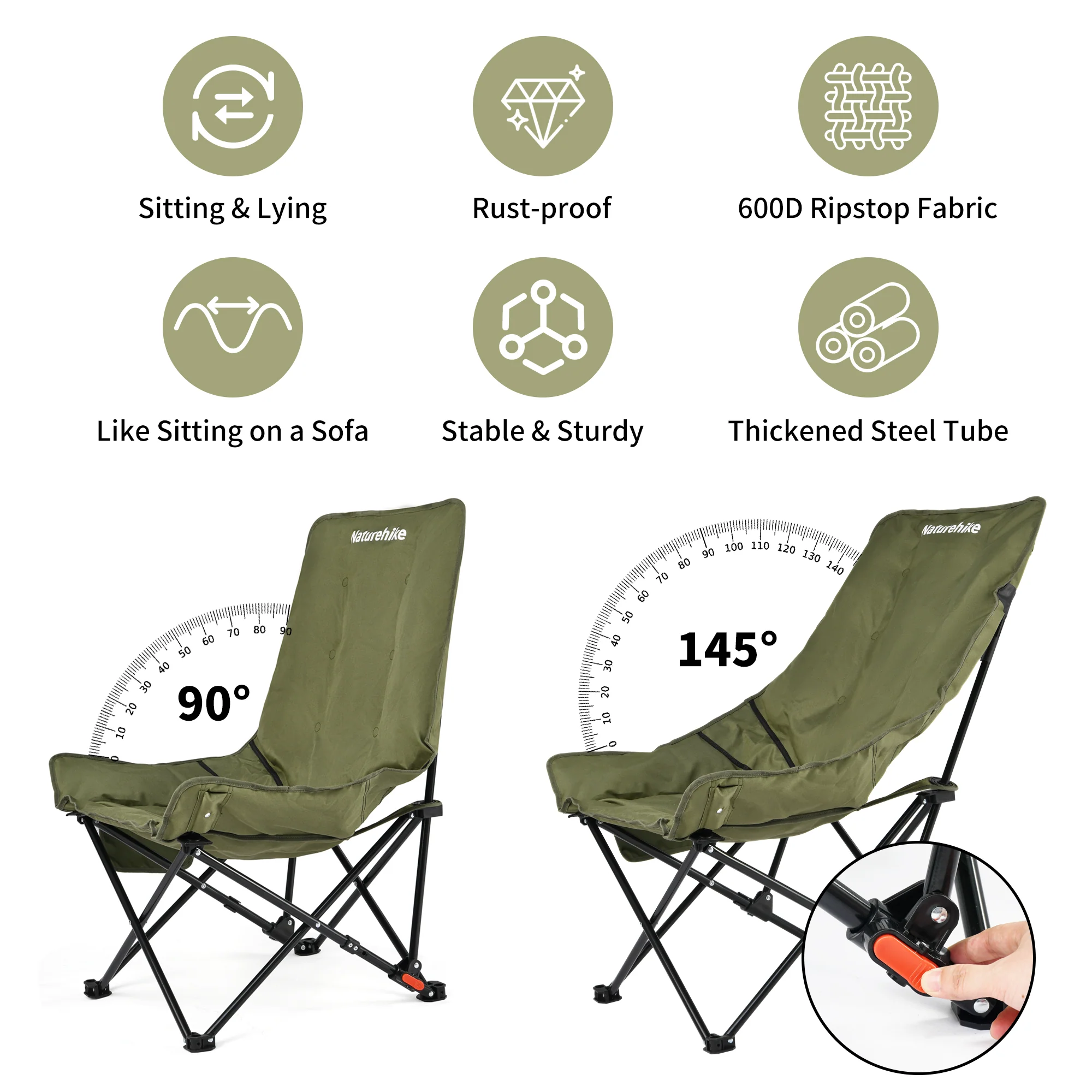 Naturehike Sea Star 001 Push-Up High Back Cotton-Filled Moon Chair Single 2026 - Image 3