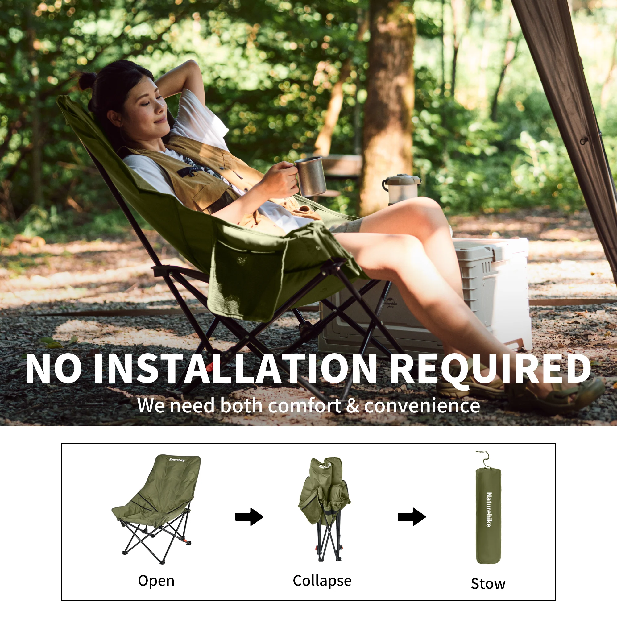 Naturehike Sea Star 001 Push-Up High Back Cotton-Filled Moon Chair Single 2026 - Image 7