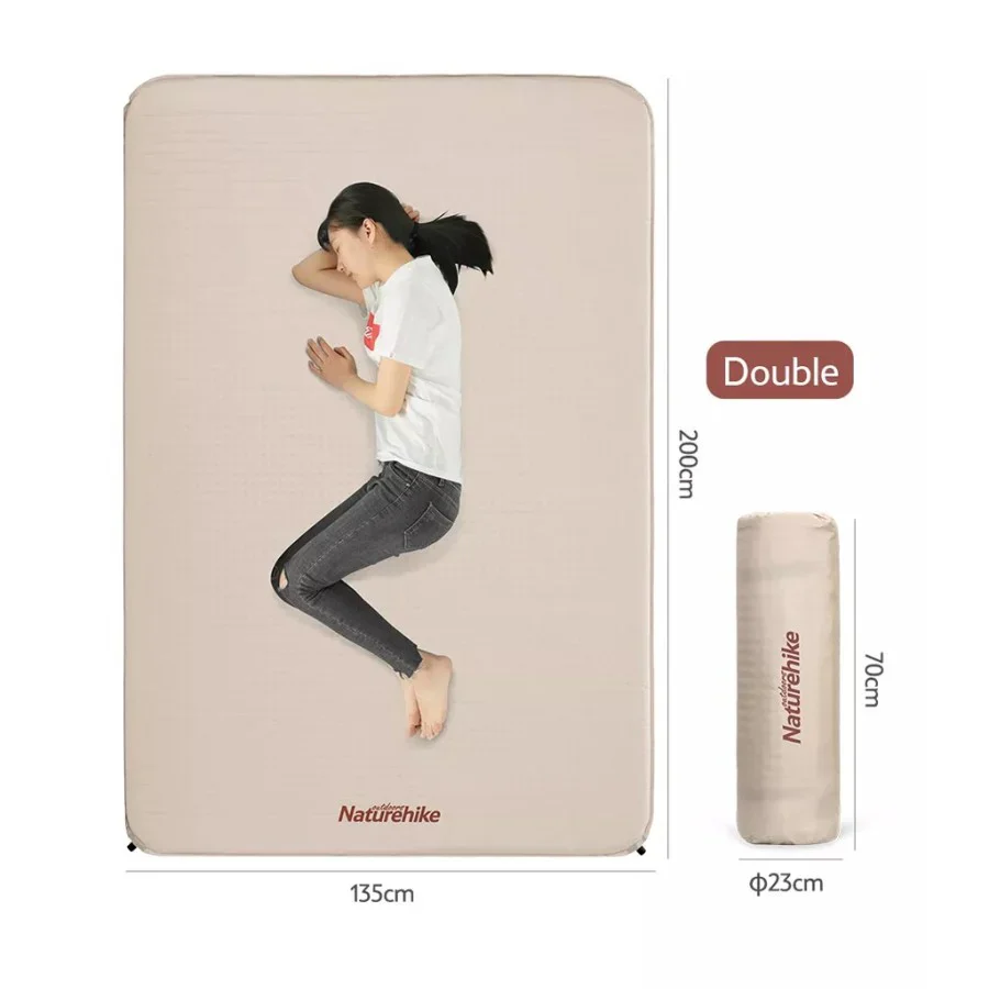 Naturehike Square Self Inflatable Sleeping Pad - 3cm Double Beige - Image 4