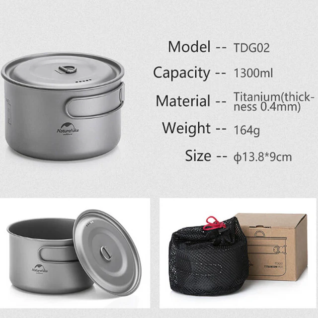 Naturehike TDG02 Outdoor Ti Pot Ti Color (1300Ml) 2026 - Image 5