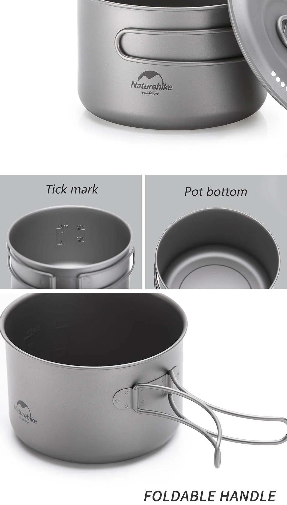 Naturehike TDG02 Outdoor Ti Pot Ti Color (1300Ml) 2026 - Image 6