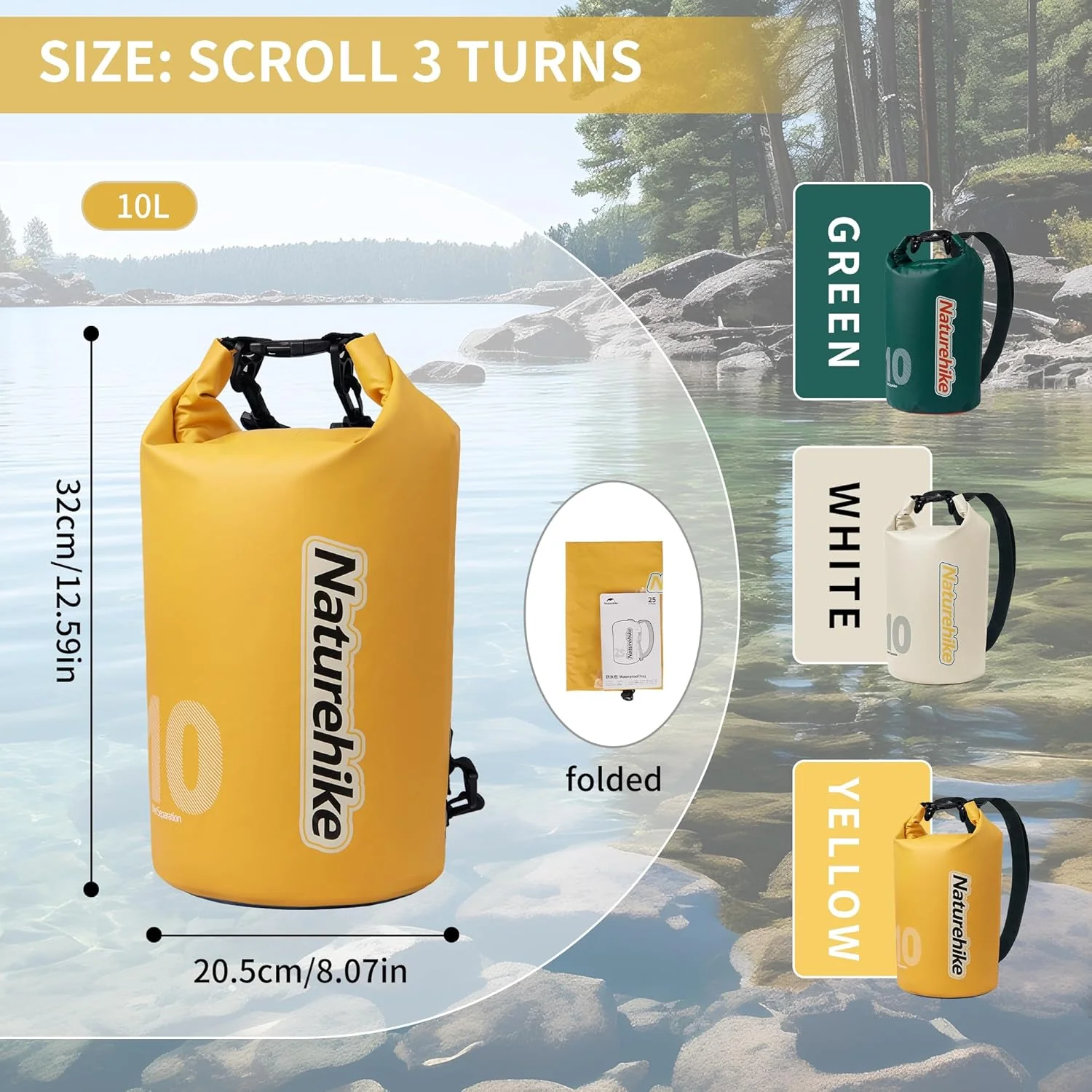 Naturehike Waterproof Bag /Dry Bag White 10L 2026 - Image 6