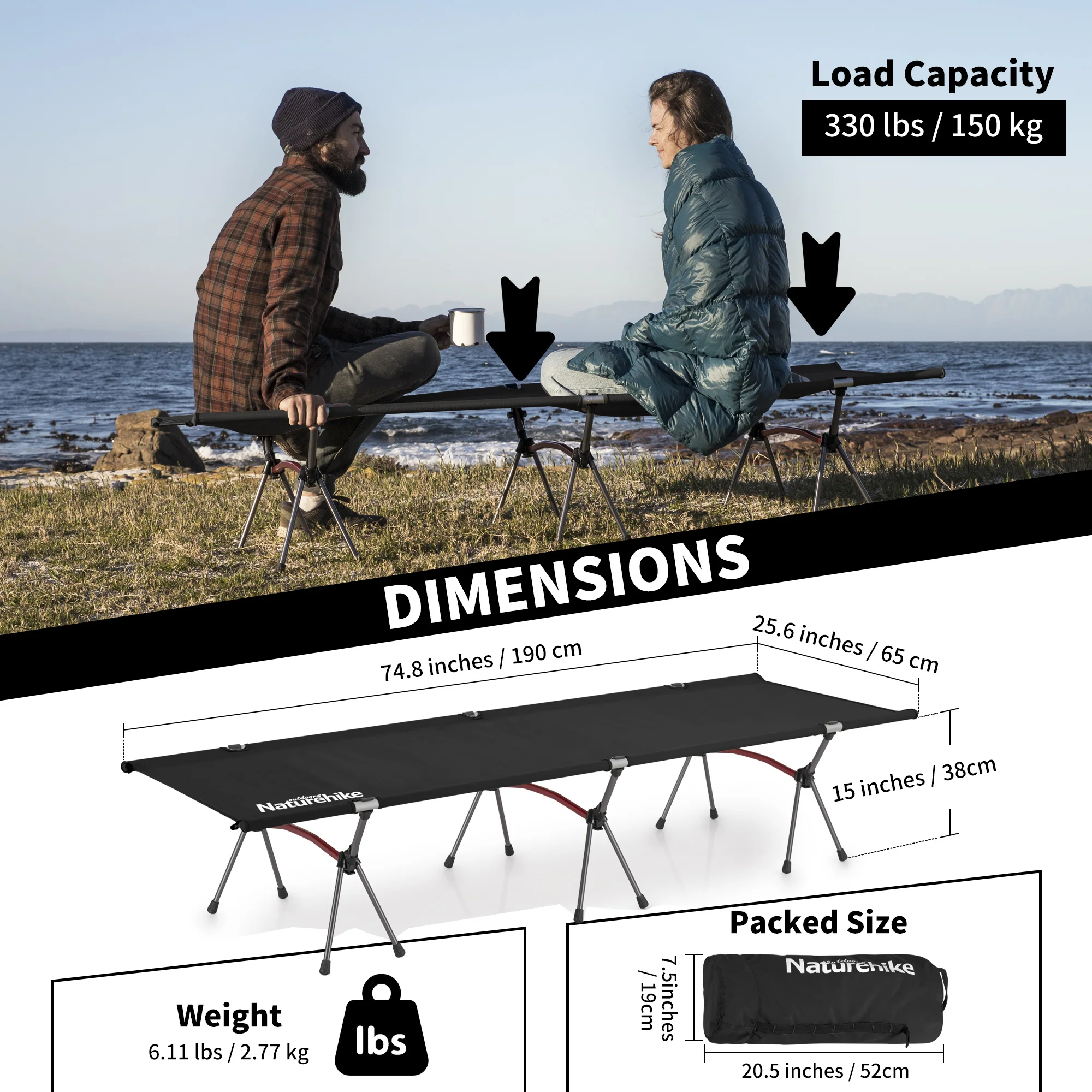 Naturehike XJC04 Ultralight Foldable Camping Cot Q-9E Single - Image 9