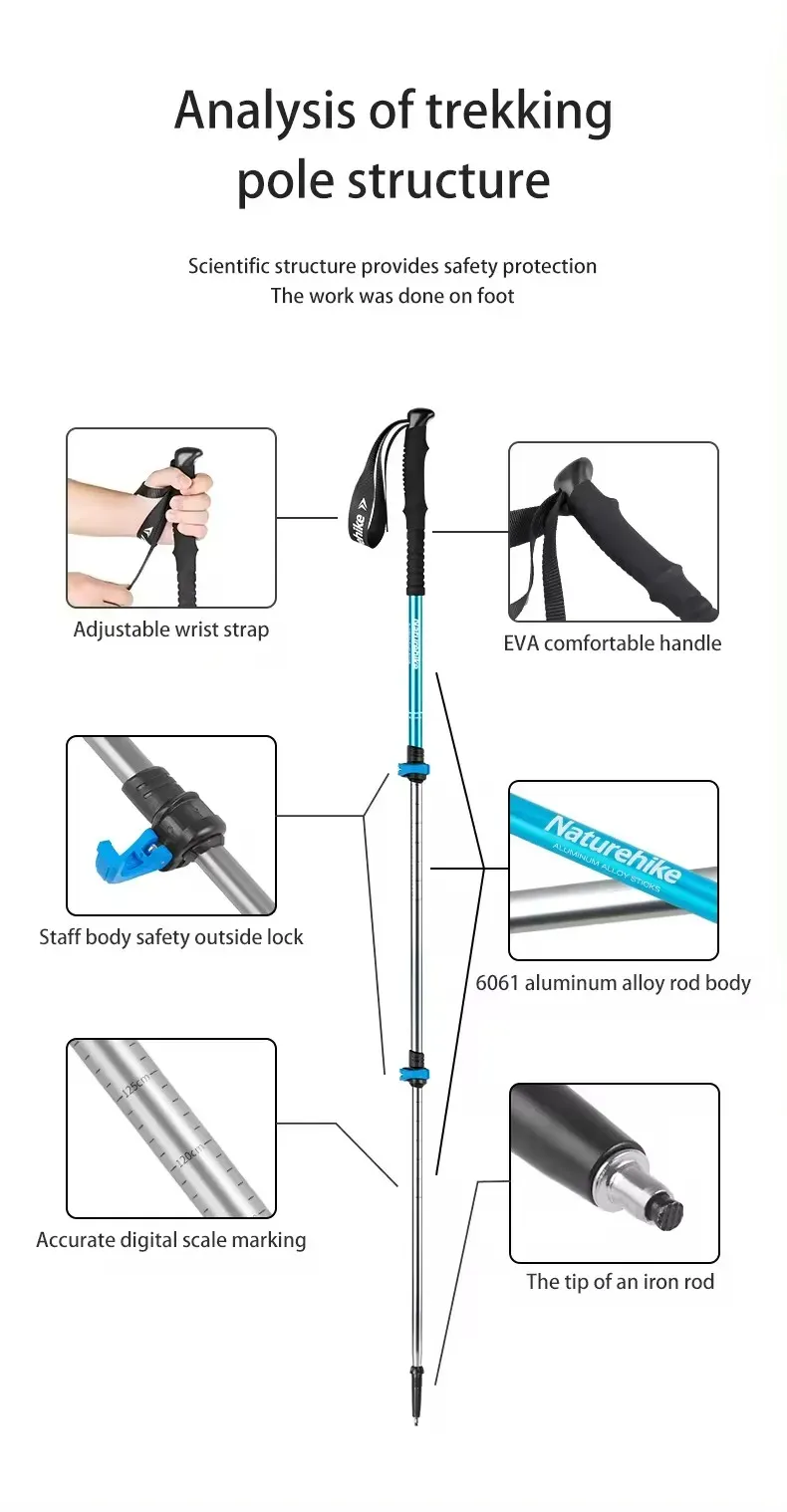 Naturehilke Qing Xue Base Three-Section  6061 Aluminum Alloy Trekking Pole 2026 - Image 8