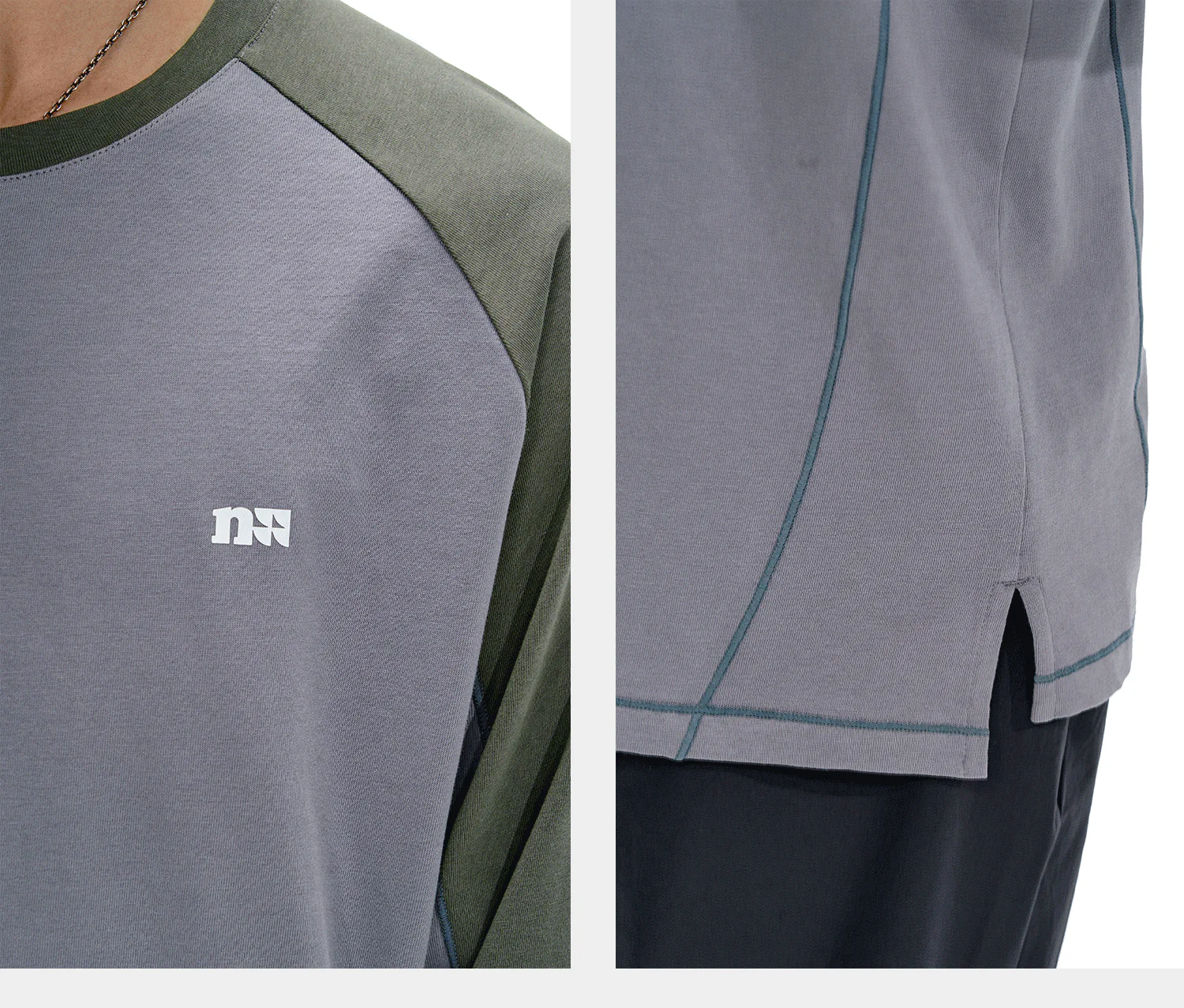 NOTHOMME Splicing Long Sleeve T-shirt - Image 9