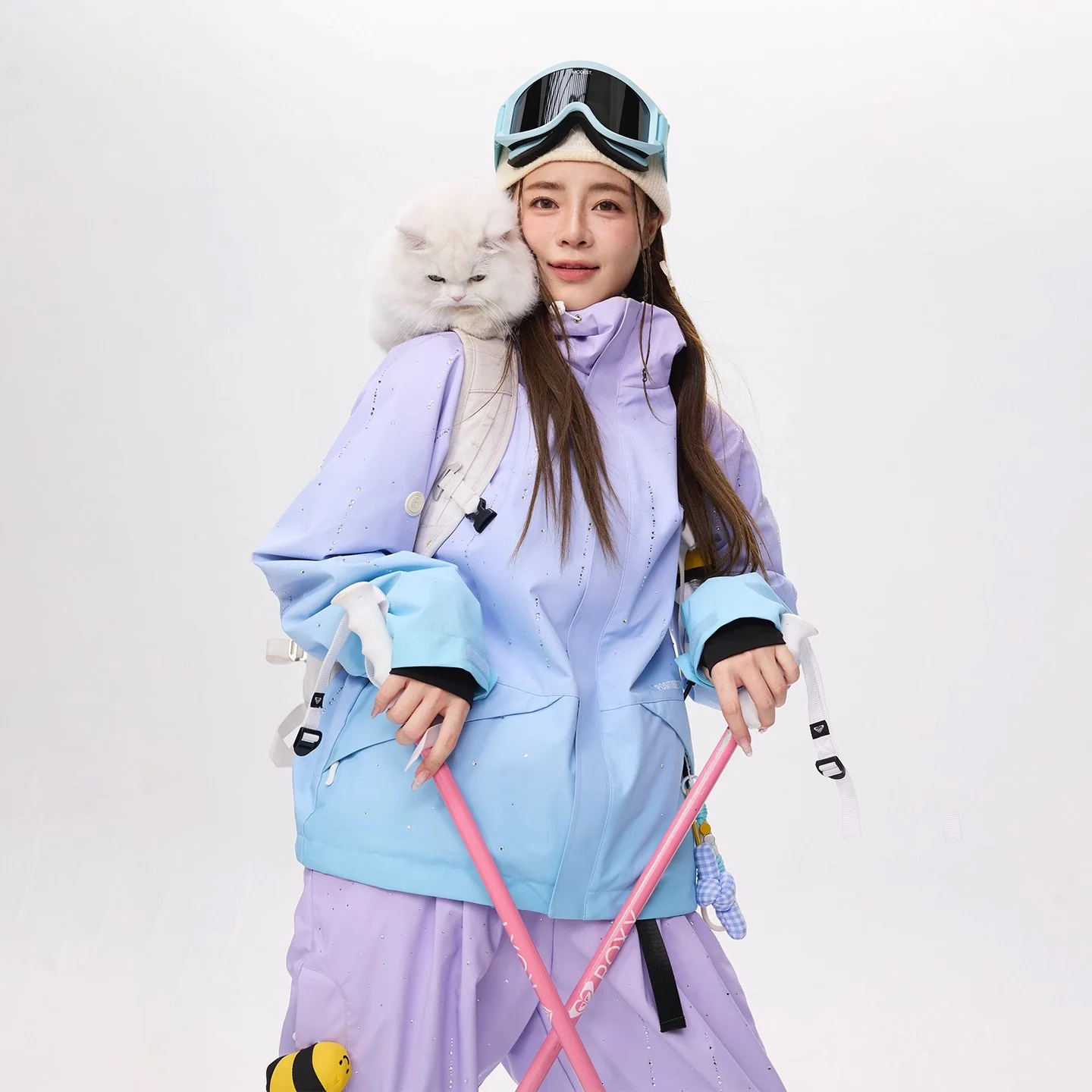 Positibeety Detachable Bee Patch Rhinestone Gradient Edition 3L Snow Jacket & Pants – Women’s - Image 2