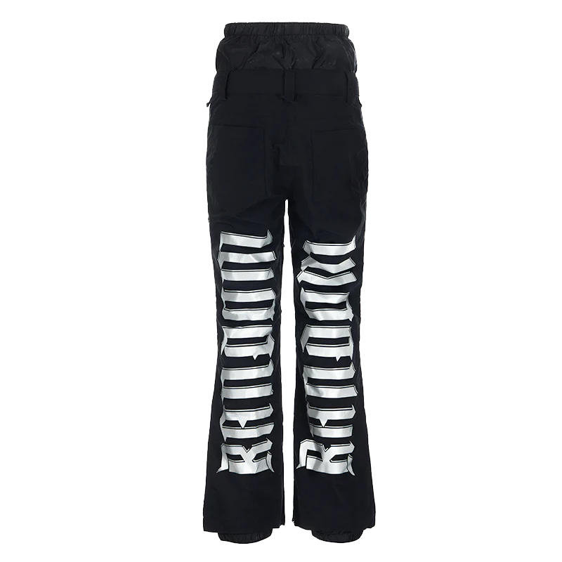 Randompow Signature Reflective Print Regular Fit Snow Pants Black - Unisex