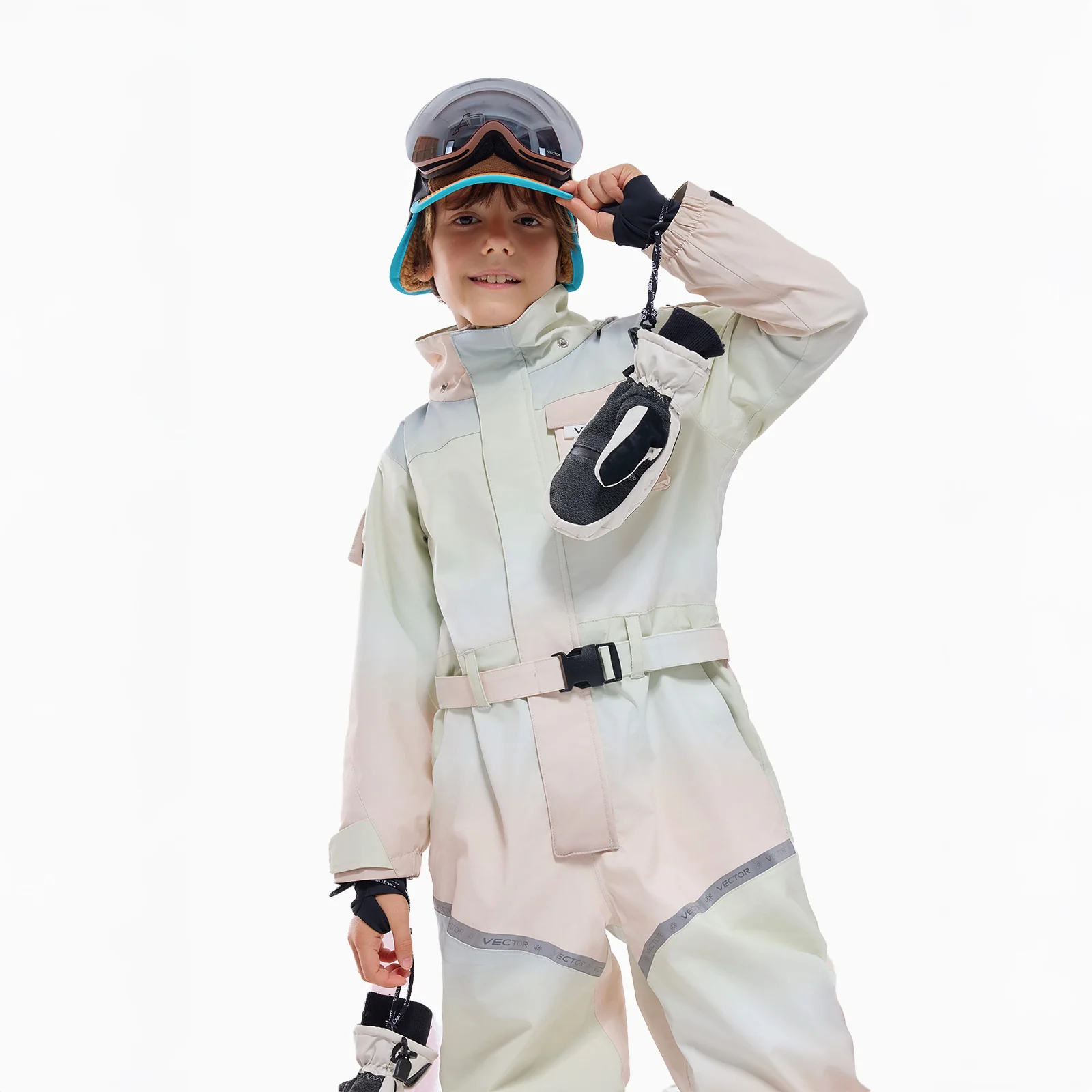 Vector Misty Brown Kids' Nebula Spliced Jumpsuit - Image 2