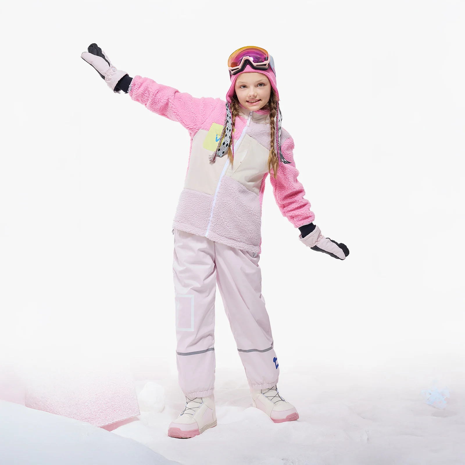 Vector Peach Pink Kids' Patch Darn Fleece Jacket - Image 3
