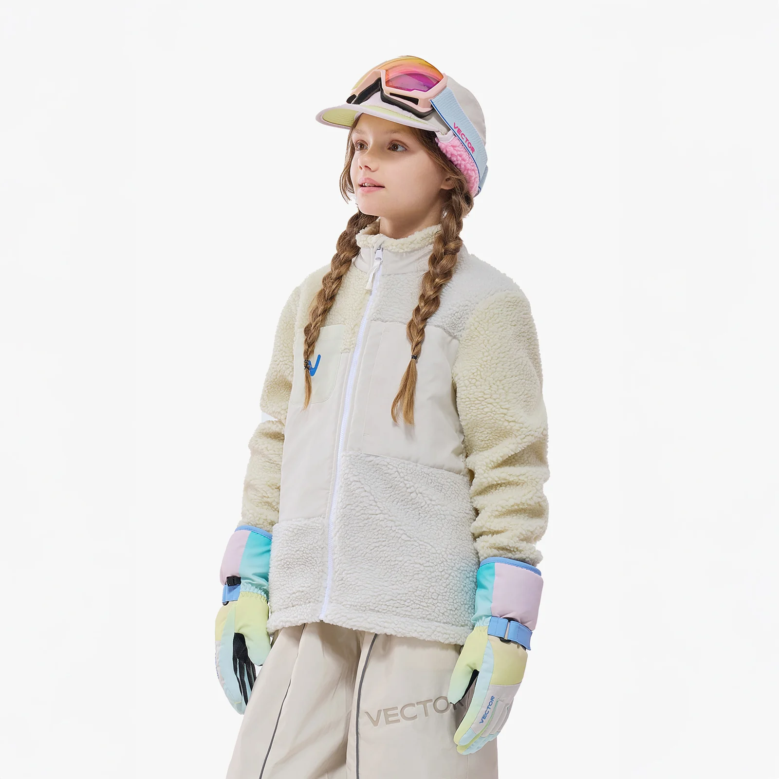 Vector Sand White Kids' Patch Darn Fleece Jacket - Image 2