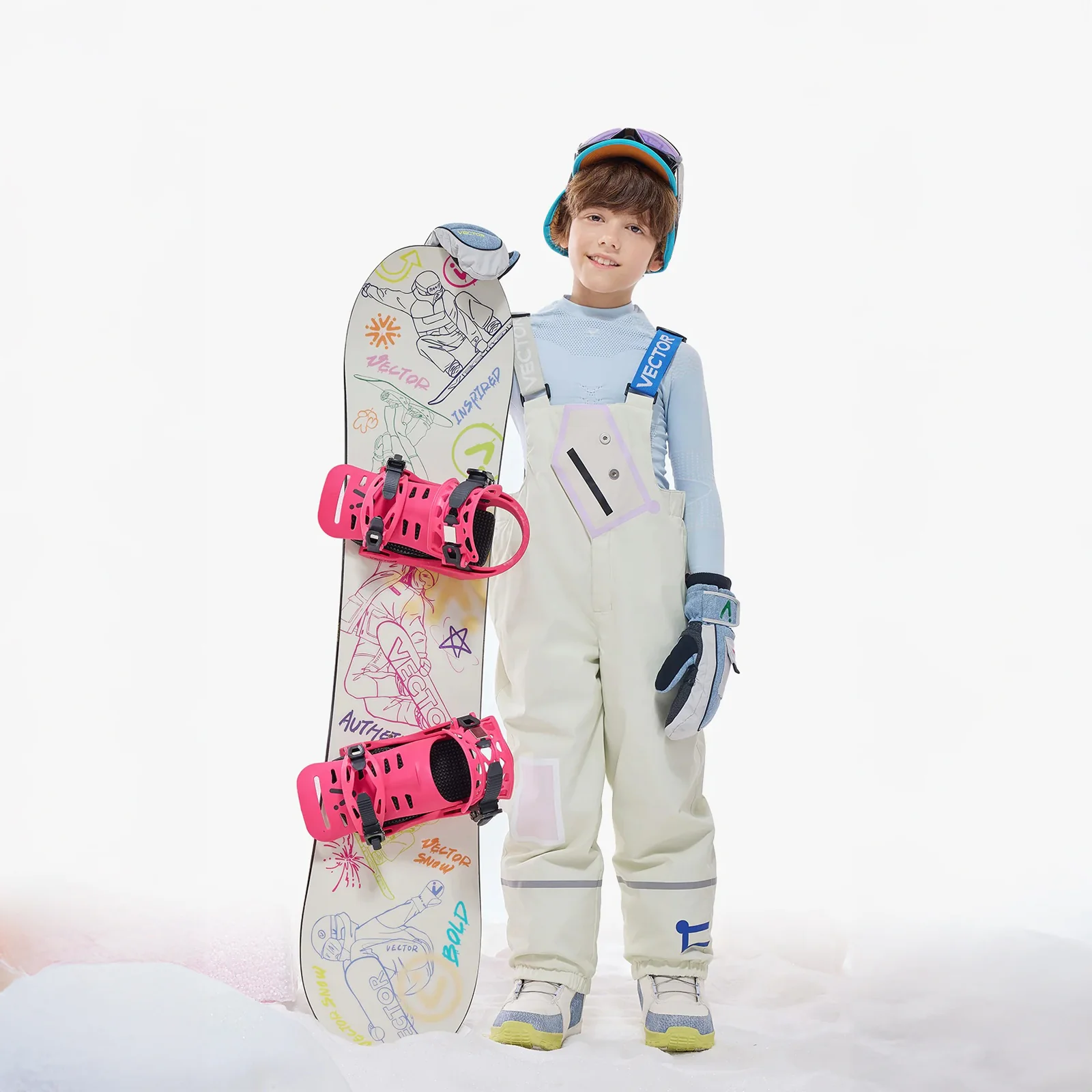 Vector Sand White Kids' Snowpark Slash 2L Bib Pants - Image 3